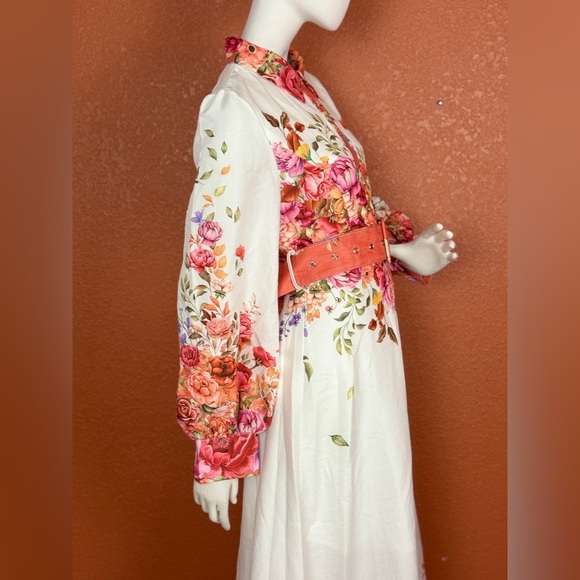 MaiNSTriP Floral Long Sleeve Maxi Dress with Belt Size Large. E88 - Picture 13 of 17